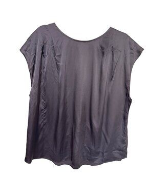 Express Shell Blouse Gray Satin Button Neck in Back Pleats Womans XL